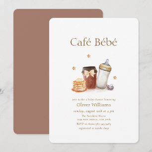 Café Bébé Kaffee Pfannkuchen Schnuller Babyparty Einladung