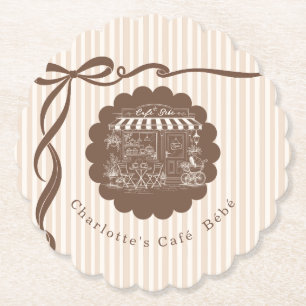 Cafe Bebe Kaffee Schleife Streifen Babyparty Untersetzer
