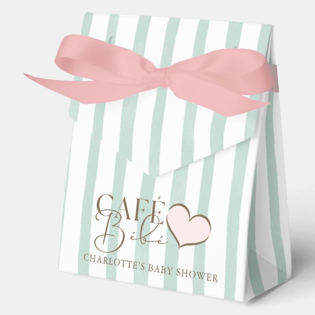 Café Bébé Mint Strippencoffee Themed Babydusche Geschenkschachtel (Vorderseite)