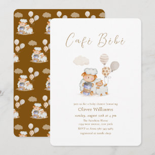 Café Bébé Mutti Schaf  Ballon Kaffee Babyparty Einladung