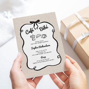 Cafe Bebe Neutrale und schwarze Kaffee-Baby-Part Einladung