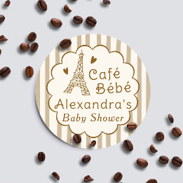 Cafe Bebe Paris Kaffee Persönliche Babyparty Runder Aufkleber