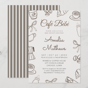 Cafe Bebe Whimsical Coffee & Bow Baby Shower Einladung