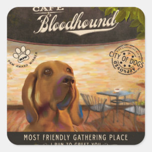 Café Bluthund Quadratischer Aufkleber