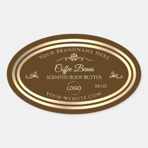 Café Brown Étiquette Gold Frame avec logo