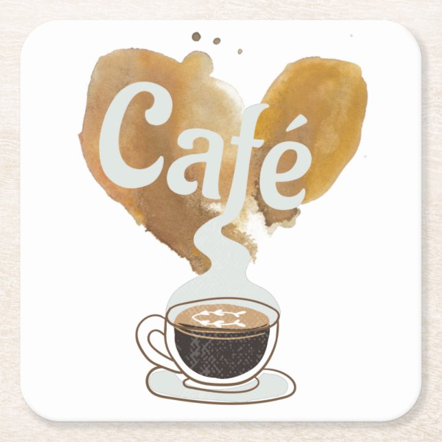 Café - Café - Café Rechteckiger Pappuntersetzer (Vorderseite)