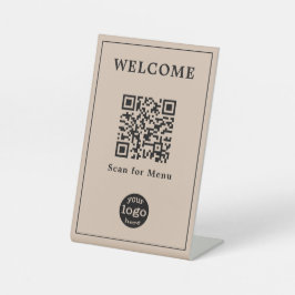 Café-Café-Menü QR-Code Business-Logo Sockelschild