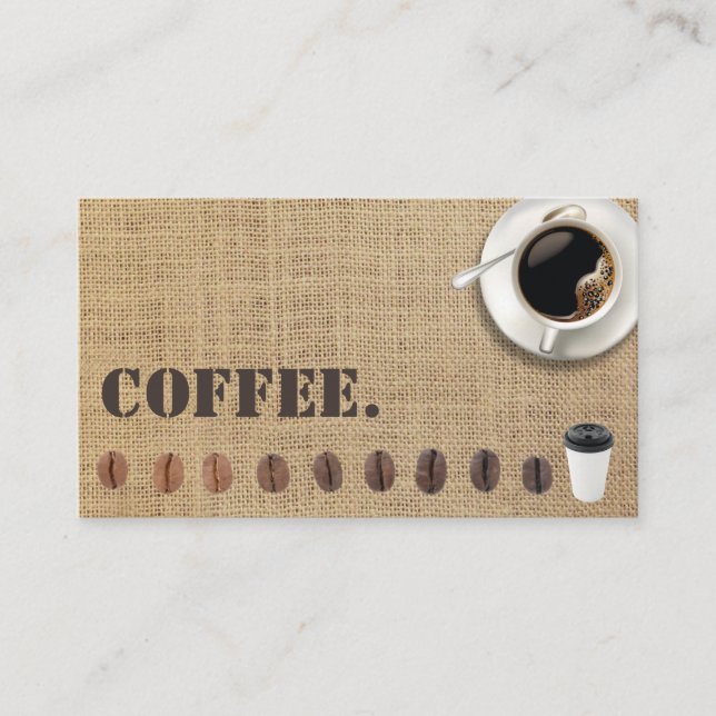 Café Café Rustic Burlap Loyalty Punch Card Treuekarte (Vorderseite)