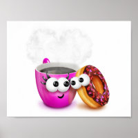 Café Chaud Et Poster De Donut