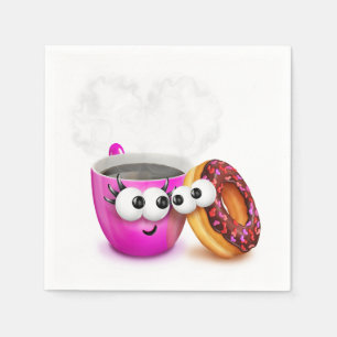 Café Chaud Et Serviettes En Papier De Donut