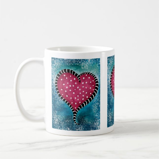 Café Coeur Mug rose Bleu Noir mou (Gauche)