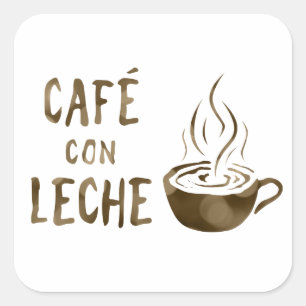 Café con leche bokeh quadratischer aufkleber
