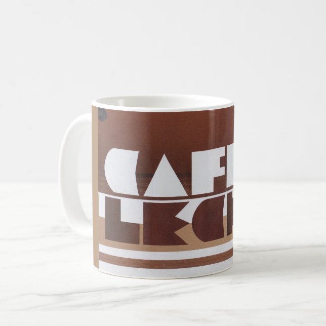 CAFE CON LECHE Kaffeemaschine Tan Rim Kaffee Tasse (Vorderseite Links)