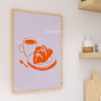 Café Croissant Parisian Café Lavender Orange Art