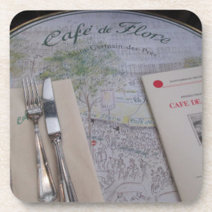 Cafe de Flore, Paris, Frankreich - Gedeck, Menü Untersetzer