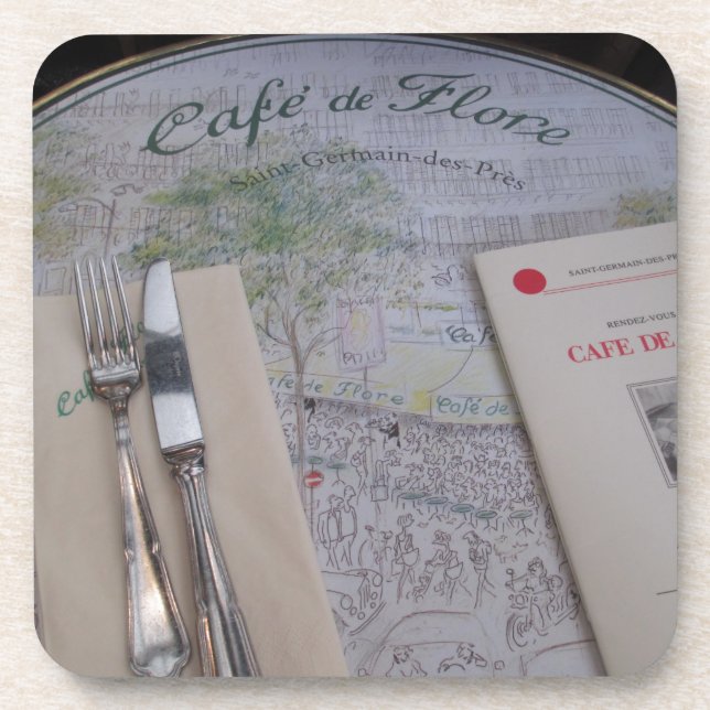 Cafe de Flore, Paris, Frankreich - Gedeck, Menü Untersetzer (Vorderseite)
