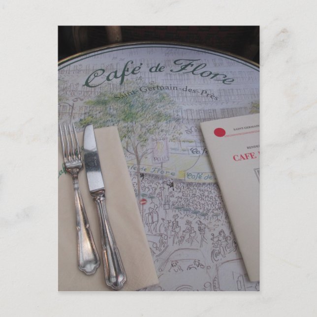 Café de Flore, Paris, Frankreich - Place Setting,  Postkarte (Vorderseite)