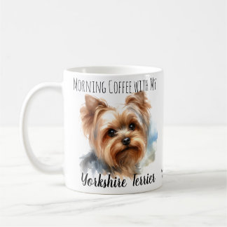 Café du matin avec Yorkshire Terrier Cute Mug