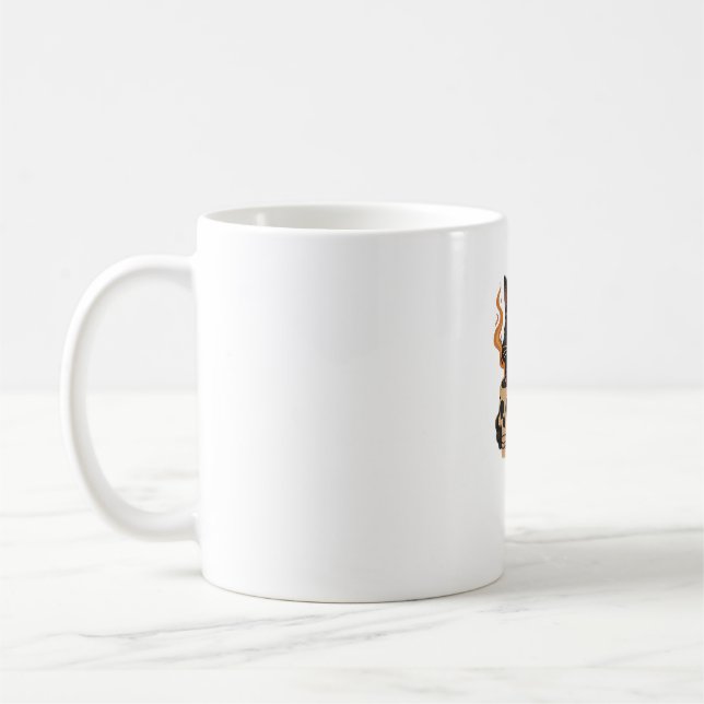 Café En Chat Foncé Avec Mug Crâne Surdimensionné T (Gauche)