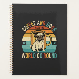 Café et chiens Pug rétro amateur