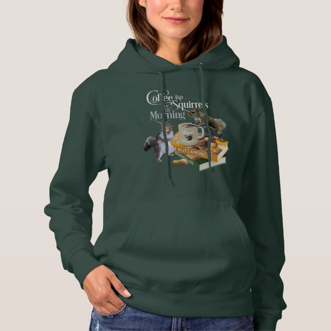 Café et écureuils - Amusant Sweat - shirt à capuch (Devant)