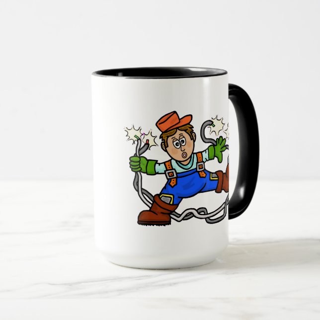 Café et électricité Electricien ou Lineman Mug (Devant droit)