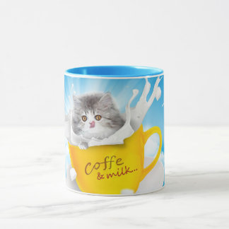 "Café et lait avec un chaton mignonne" Mug