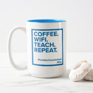 Café FLVS. WiFi. Enseigner. Recommencer. Mug (Tur