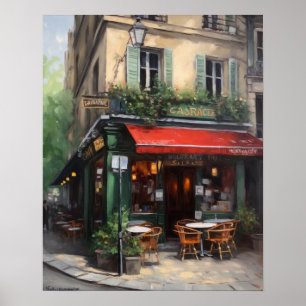 Café français Peinture Paysage Art Imprimer Poster