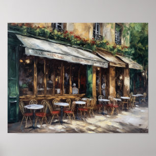 Café français Peinture Paysage Art Imprimer Poster