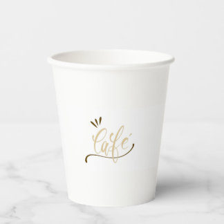 Cafe Gold Script Black Mug  Pappbecher