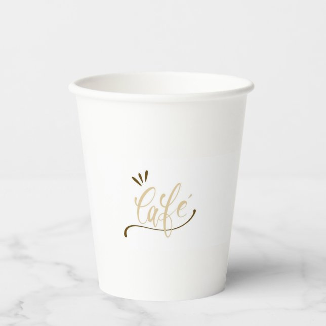 Cafe Gold Script Black Mug  Pappbecher (Vorderseite)