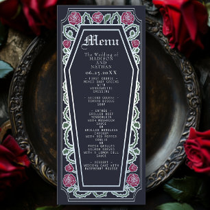 Café gothique Argent Rose Bleu Mariage Menu