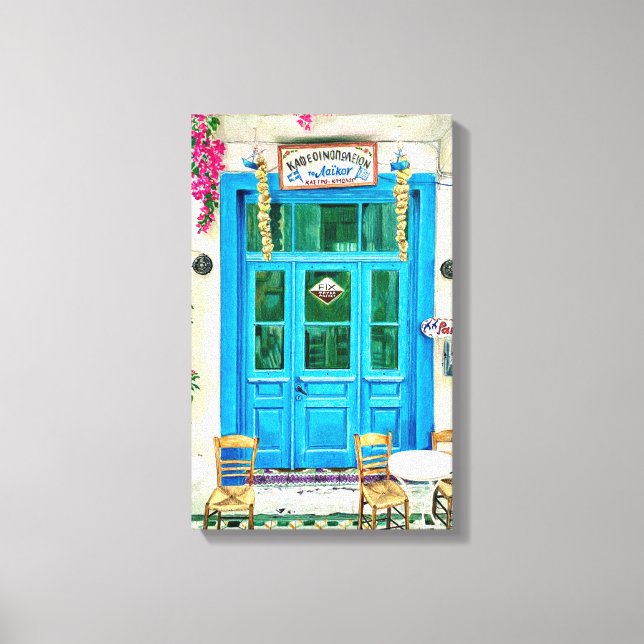 Cafe Hand gezeichnet Stift Crayon Art Canvas Print Leinwanddruck (Vorderseite)