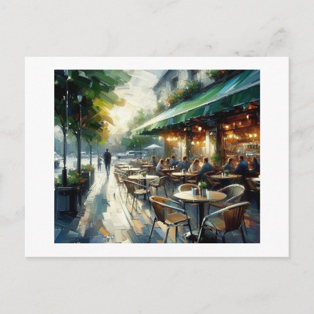 Café im Freien, Postkarte (Vorderseite)
