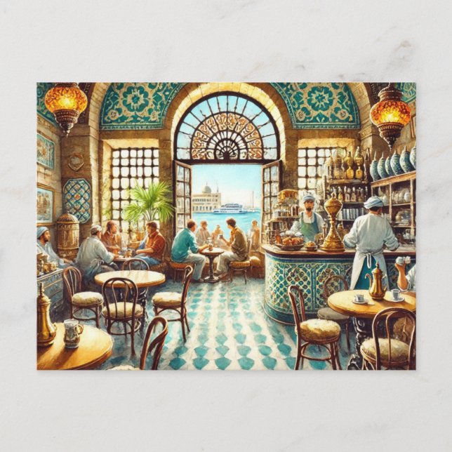Café in Alexandria Ägypten Postkarte (Vorderseite)