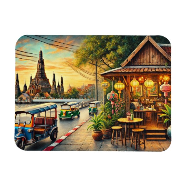 Café in Bangkok Thailand Wat Arun Magnet (Horizontal)