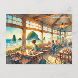 Café in Cannon Beach Oregon Travel Postkarte