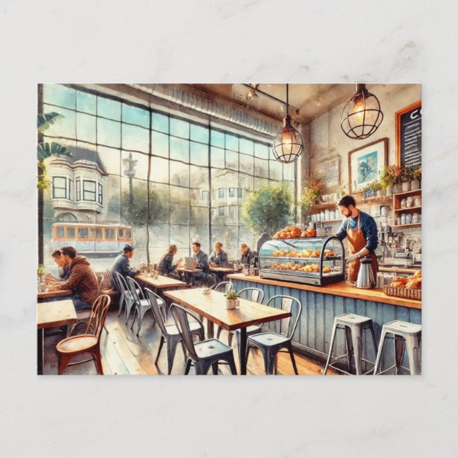 Café in der Tasse San Francisco Postkarte (Vorderseite)