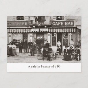 Café in Frankreich Sepia-Postkarte Postkarte
