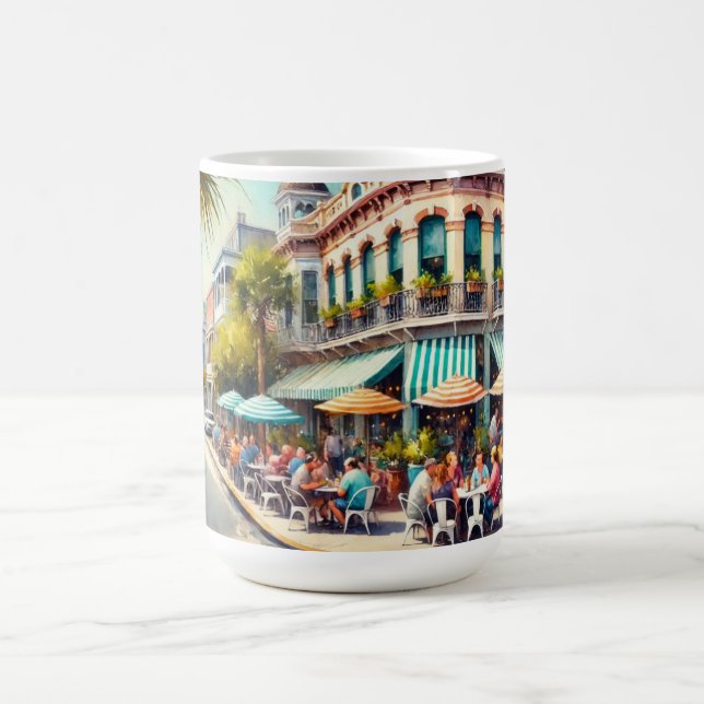 Cafe in Galveston Texas Kaffeetasse (Mittel)