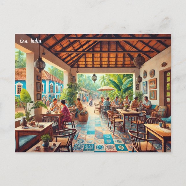Café in Goa India Postkarte (Vorderseite)