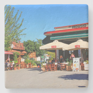 Café in Griechenland Square Untersetzer