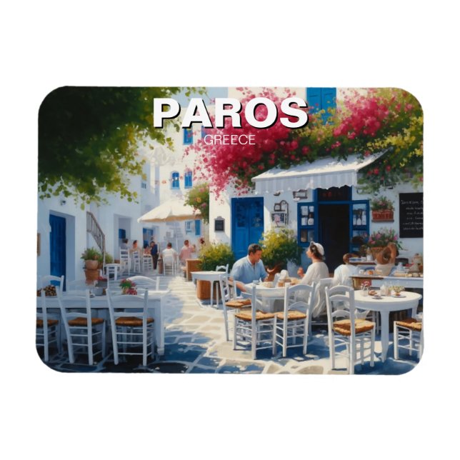 Café in Paros Griechenland Reise Magnet (Horizontal)