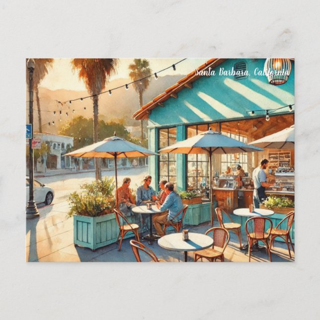 Café in Santa Barbara Postkarte (Vorderseite)