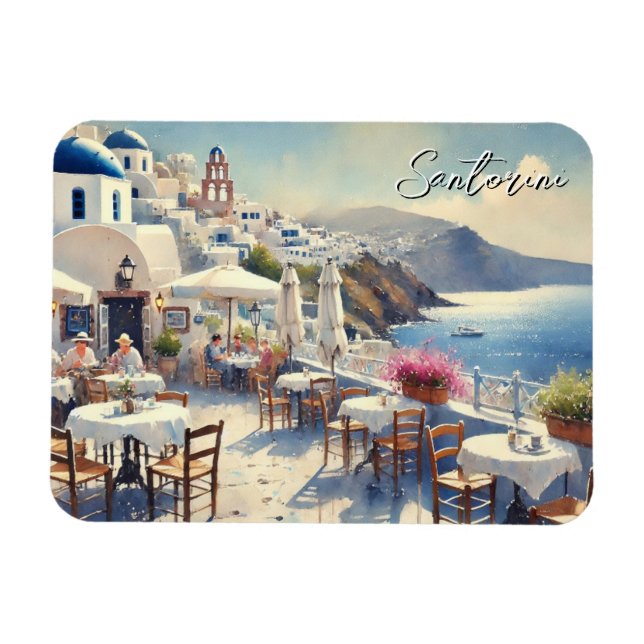Café in Santorin Magnet (Horizontal)