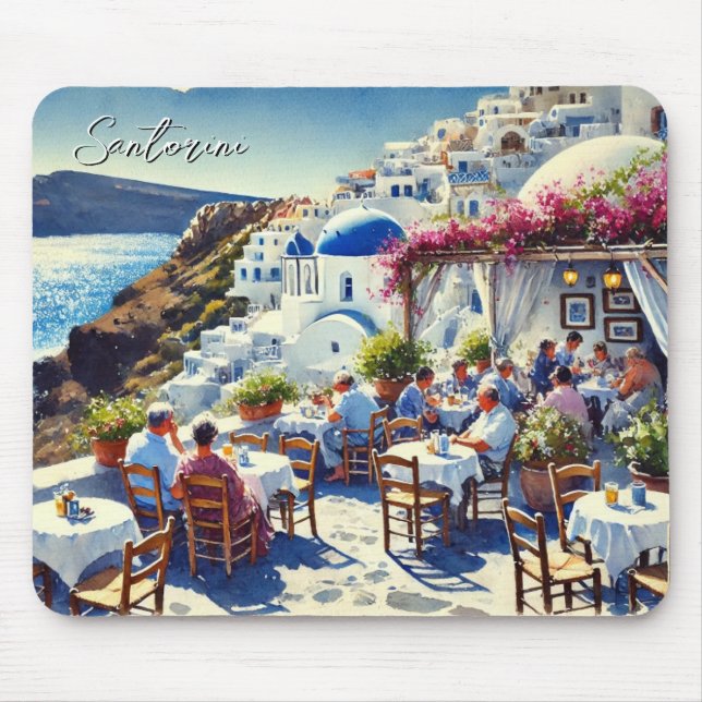 Café in Santorin Mousepad (Vorne)