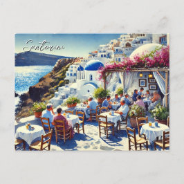 Café in Santorin Postkarte