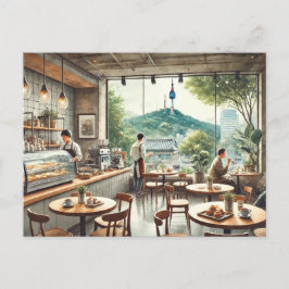 Café in Seoul Korea Namsan Tasse Postkarte