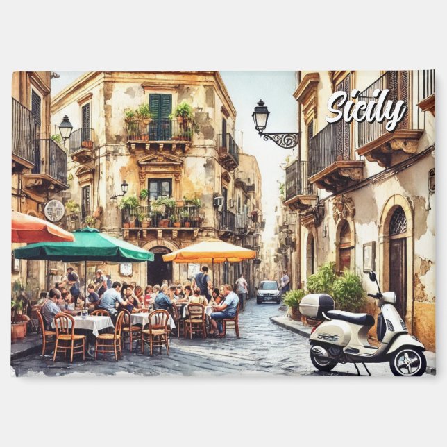 Café in Sizilien Italien Magnet (Vorderseite)